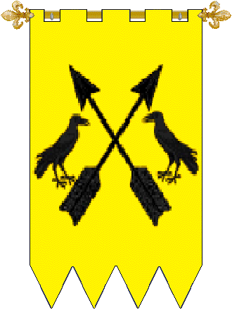 House Valhalla
Or, in fess two arrows inverted in saltire between two ravens respectant Sable. Valhalla House heraldry