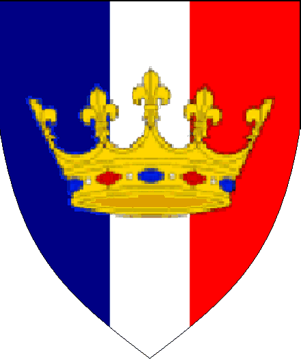 Kingdom Terre Neuve
Per pale Azure and Gules, a pale Argent and over all a crown Or. Terre Neuve Kingdom heraldry