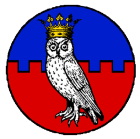 Kingdom Terre Neuve Royal Order of the Owl
Per fess Azure and Gules, an owl Argent crowned Or. Terre Neuve Kingdom heraldry