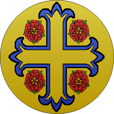 Kingdom Terre Neuve Imperial Order of the Croix-Fleuris
Or, a cross fluery voided Azure between four roses Proper Terre Neuve Kingdom heraldry