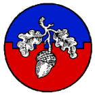 Kingdom Terre Neuve Royal Order of the Argent Acorn
Per fess embattled Azure and Gules, an acorn slipped and leaved Argent Terre Neuve Kingdom heraldry