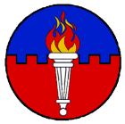 Kingdom Terre Neuve Royal Order of the Guardians of the Dream
Per fess embattled Azure and Gules, a torch Argent flamed proper Terre Neuve Kingdom heraldry
