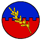 Kingdom Terre Neuve Royal Order of the Olive Branch
Per fess embattled Azure and Gules, in bend an olive branch fructed Or Terre Neuve Kingdom heraldry