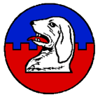 Kingdom Terre Neuve Royal Order of the Talbot
Per fess embattled Azure and Gules, a talbot (dog) head erased Argent langued Gules Terre Neuve Kingdom heraldry