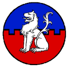 Kingdom Terre Neuve Royal Order of the Champions of Terre Neuve
Per fess embattled Azure and Gules, a lion sejant Argent Terre Neuve Kingdom heraldry