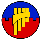 Kingdom Terre Neuve Royal Order of the Pied Piper
Per fess embattled Azure and Gules, a pan pipe Or Terre Neuve Kingdom heraldry