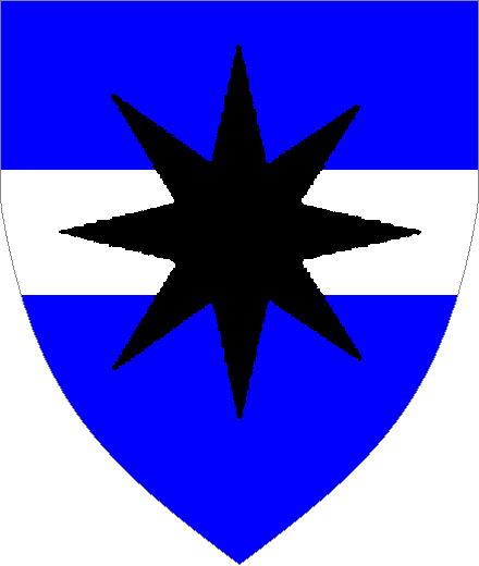 Sir Fyodor Tyrsson arms: Azure, a fess argent, overall a mullet of eight points sable