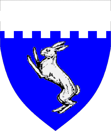  arms: Azure, a coney saliant and a chief embattled Argent.