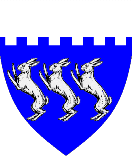  arms: Azure, in fess three coneys salient and a chief embattled Argent.