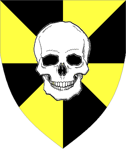 Sir Burke Duncan Campbel arms: Gyronny Sable and Or a skull Argent.