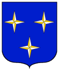  arms: Azure, three crosslets fitched at all points gyronny Or and Argent.
