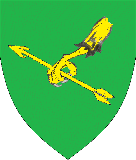 Lucille Anne Griffin
Vert, an eagle's leg erased in bend sinister grasping an arrow bendwise Or. Lucille heraldry