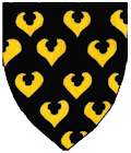 Dame Gunborg Andersdotter arms: Sable, semy of seeblatt Or