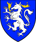 Dame Gunborg Andersdotter arms: Azure, a Germanic panther rampant argent.