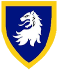 Sir Brunulf Hjalmarrsson arms: Azure, a lion`s head erased Argent within a bordure Or.