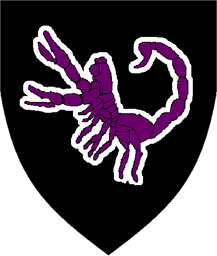  arms: Sable, a scorpion rampant Purpure fimbriated Argent.