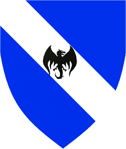 Sir Sheldon arms: (Pending) Azure, on a bend Argent a wyvern contourne disclosed Sable.