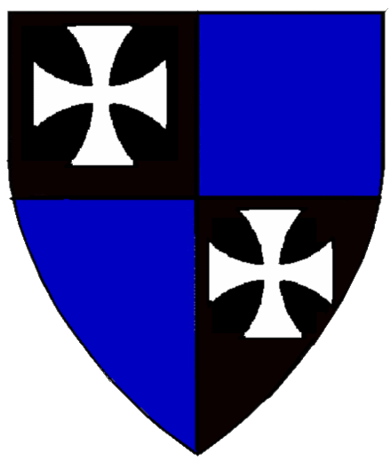 Uther von Hopf
Quarterly Sable and Azure, 1st and 4th a cross formy Argent Uther von Hopf heraldry