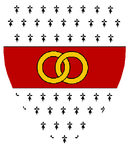 Sir Uther von Hopf arms: Ermine, on a fess Gules two annulets interlaced Or.