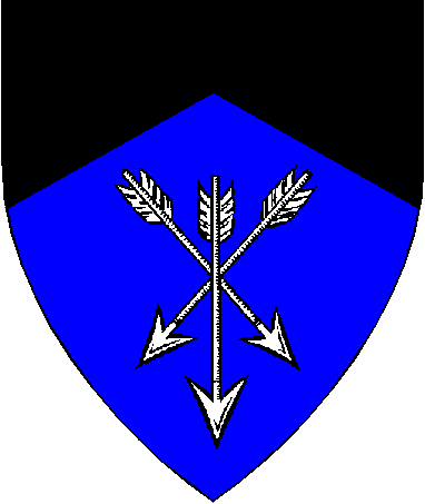  arms: Per chevron Sable and Azure, a sheaf of arrows Argent.