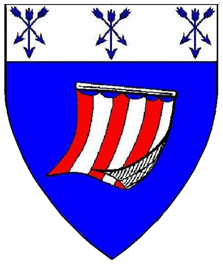 Juanramon
Azure, a sail paly of six Gules and Argent. On a chief Argent three sheaves of arrows Azure. Juanramon heraldry