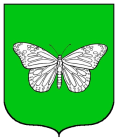  arms: Vert, a butterfly Argent